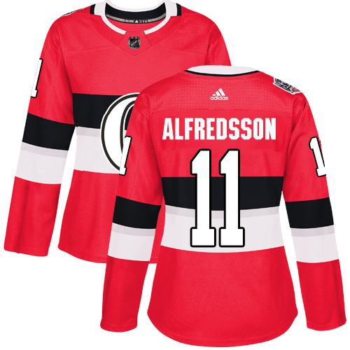 Adidas Senators #11 Daniel Alfredsson Red Authentic 100 Classic Women's Stitched NHL Jersey - Click Image to Close